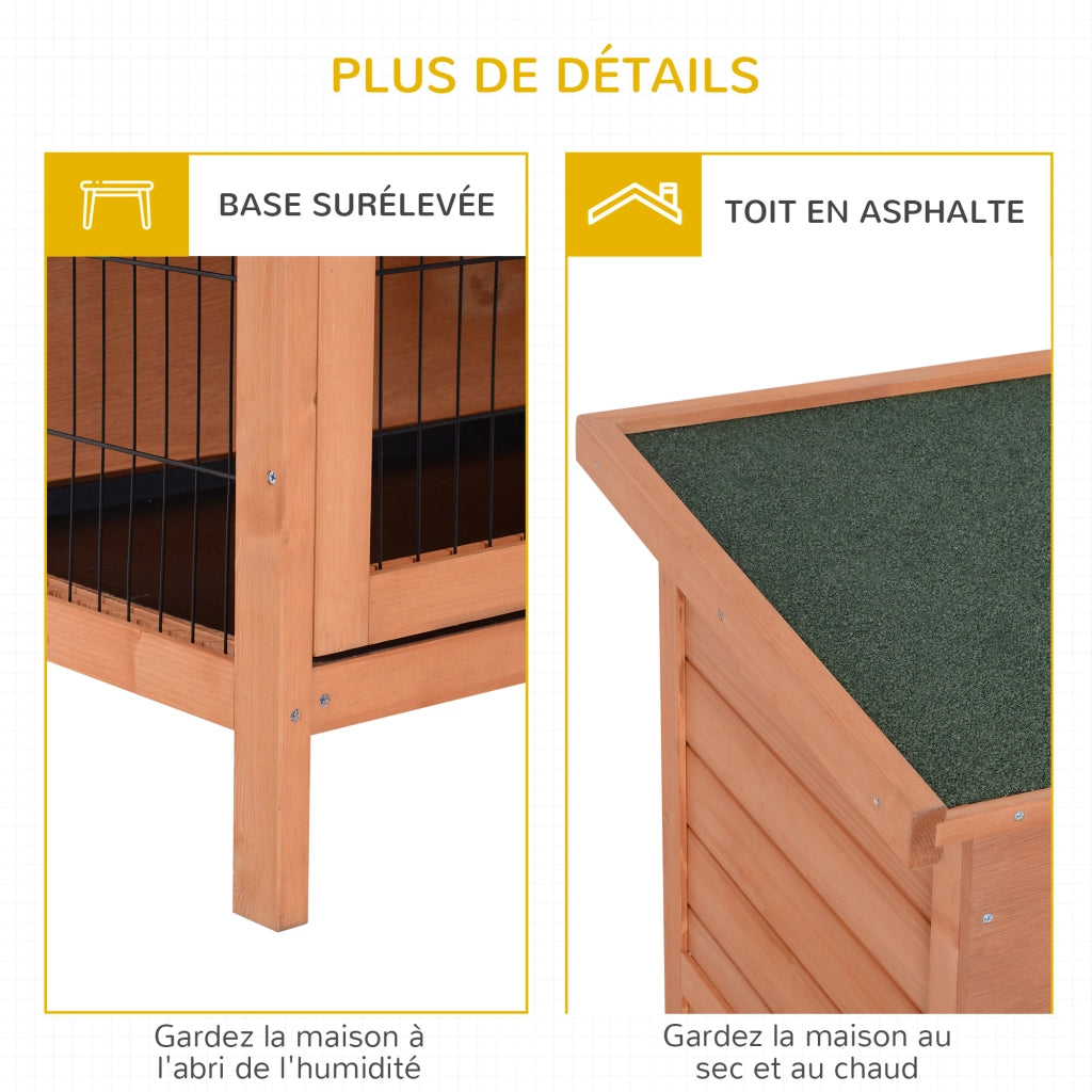 Gabbia per conigli a due piani con vassoio scorrevole ¨C Minimal ¨C 137x50x93 cm in legno massello di pino verde