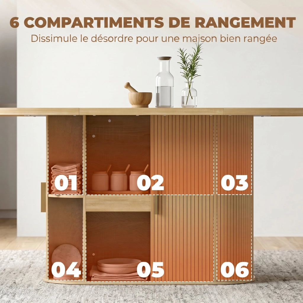 Table à Manger Ovale pour 6 Personnes Moderne 180x80x75cm Chêne