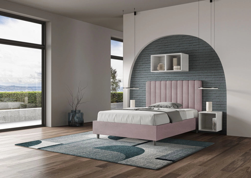 Letto 1 Piazza e Mezzo 120x210 cm con Rete e Contenitore Agueda Glicine