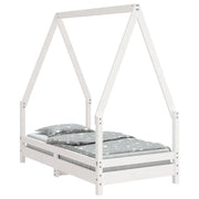 Giroletto per Bambini | Letto Infantile | Lettino Bianco 70x140cm in Legno Massello di Pino