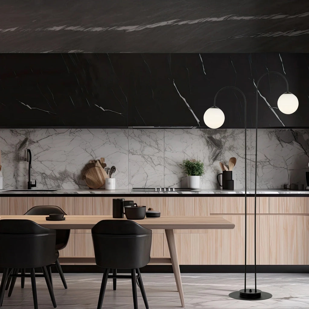 Lampadario Minimal Utu Acciaio Nero 2 Luci E14 Ip20