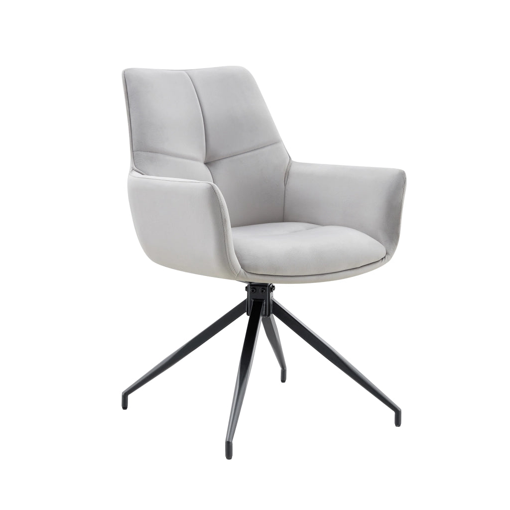 Sedia da pranzo girevole a 360° con braccioli; tessuto; metallo; grigio chiaro e nero; 71 × 57.5 × 52.5 cm
