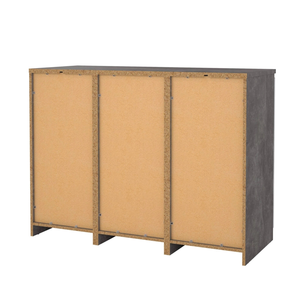 Credenza Angelika, Buffet da soggiorno, Madia da salotto, Dispensa da cucina, 121x50 h91 cm, Cemento e Bianco lucido