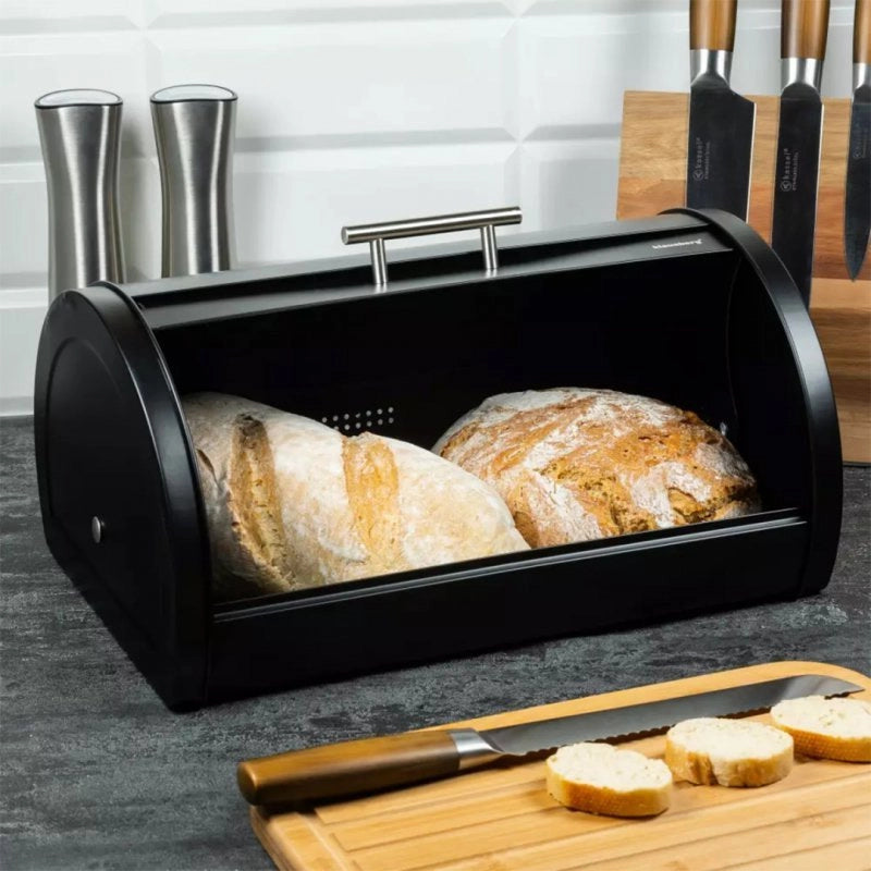 Klausberg KB-7453 Moderno portapane in metallo nero con coperchio a diamante