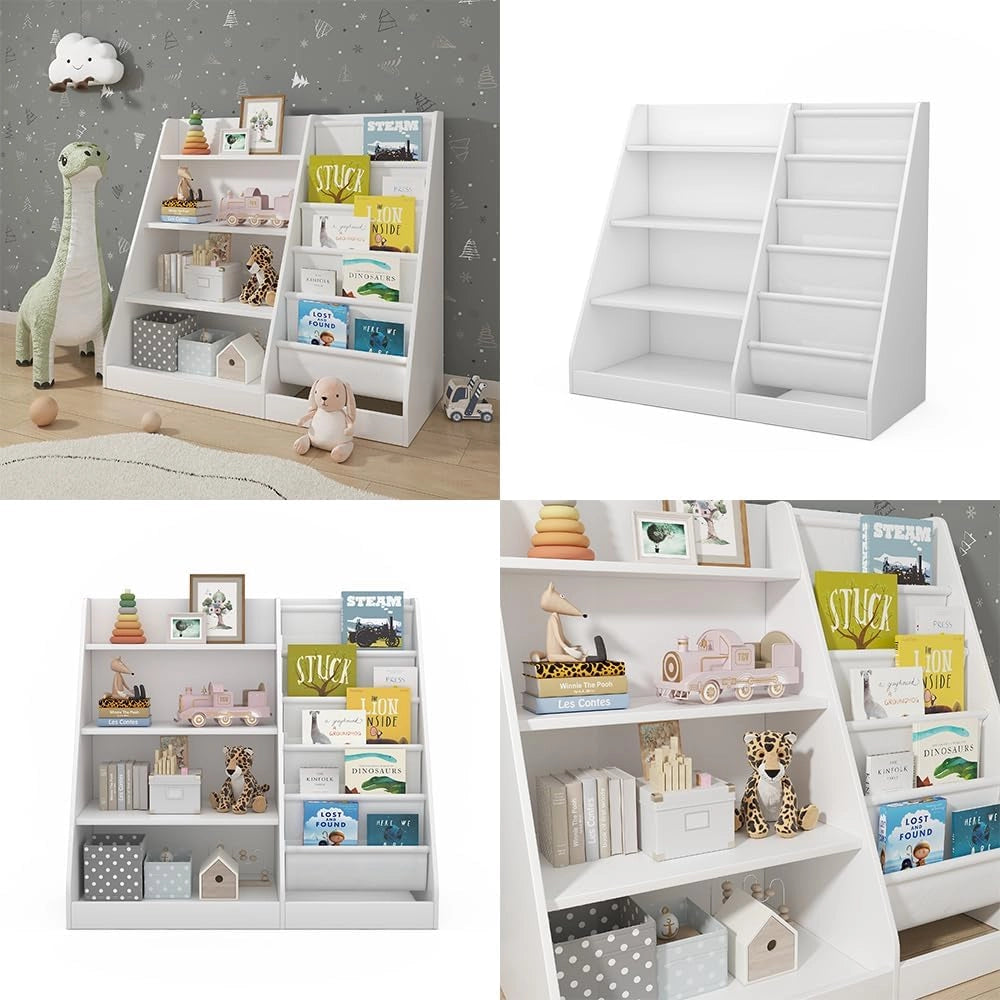 Scaffale per bambini Conny, Bianco, 90 x 80.5 cm con ampi ripiani, combinabile per riporre giocattoli e libri