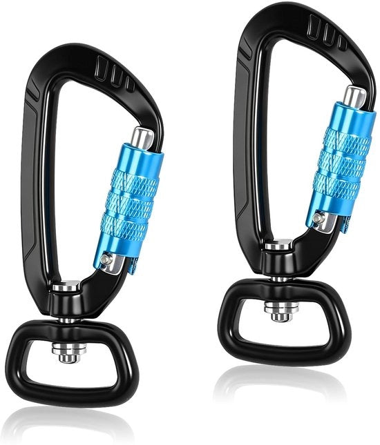 Karabijnhaak 360 gradi rotante - 2 pezzi - 400 kg di carico - per camping e arrampicata - hanger a vite ultraleggero - 360 gradi di rotazione