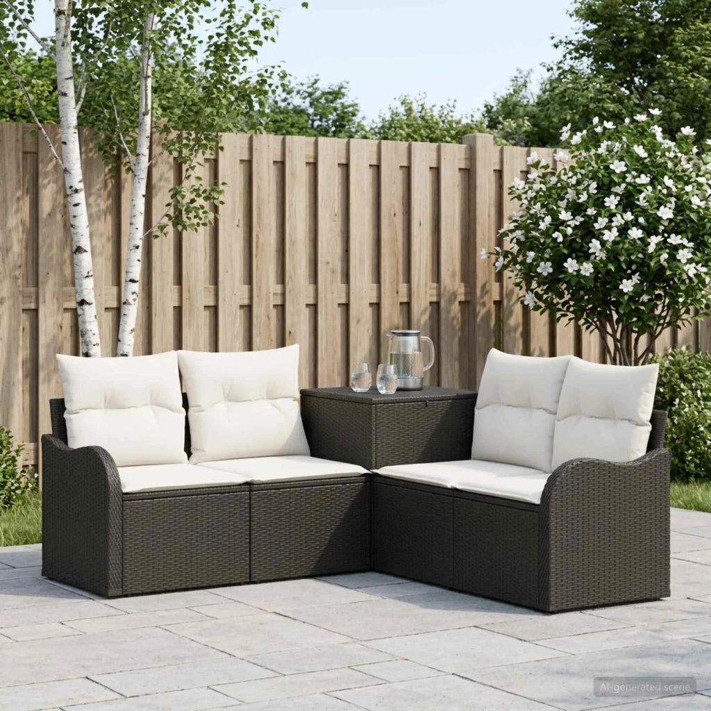 Set di divani 5 pz Nero e Bianco Crema 3447752