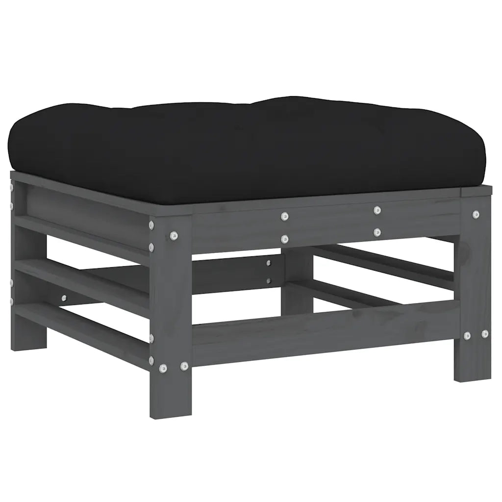 Set Divani da Giardino 5pz con Cuscini in Legno Massello Grigio 3186069