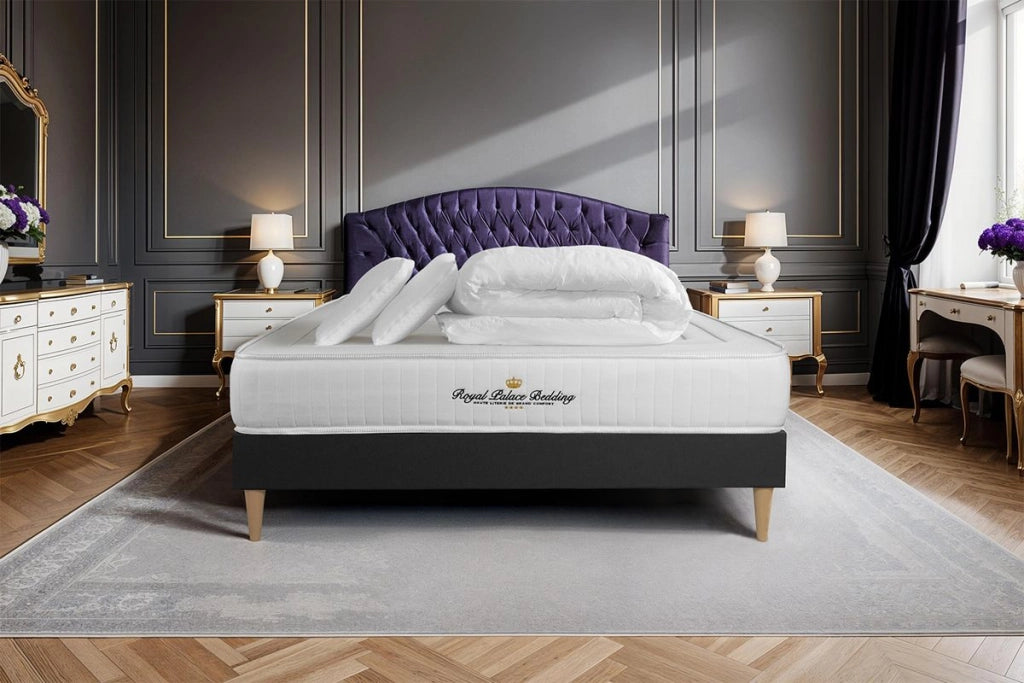 Pacchetto letto completo - Materasso 180x200cm + Box spring con doghe (kit) + 2 cuscini + Piumino - Nottingham
