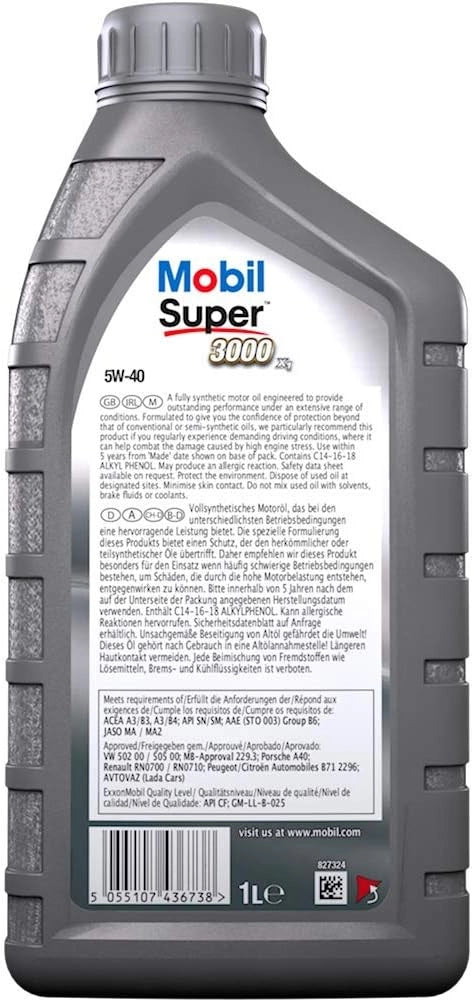 OLIO LUBRIFICANTE PER MOTORI MOBIL SUPER 5W-40 BENZIA E DIESEL 3000x1