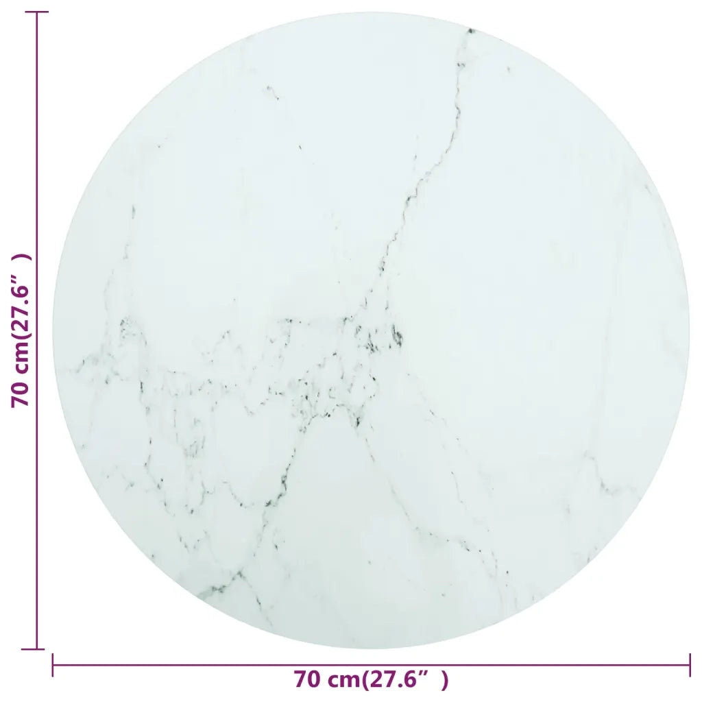 Piano per Tavolo Bianco Ã˜70x0,8 cm in Vetro Aspetto Marmo  cod mxl 78380