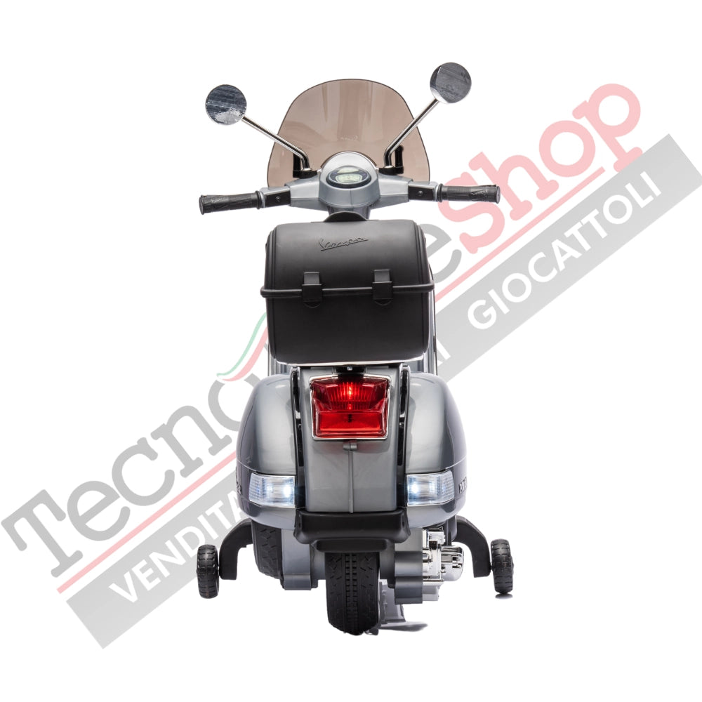 Moto Scooter Elettrico per Bambini Piaggio VESPA PX150 FULL con Parabrezza e Bauletto 12V-Grigio