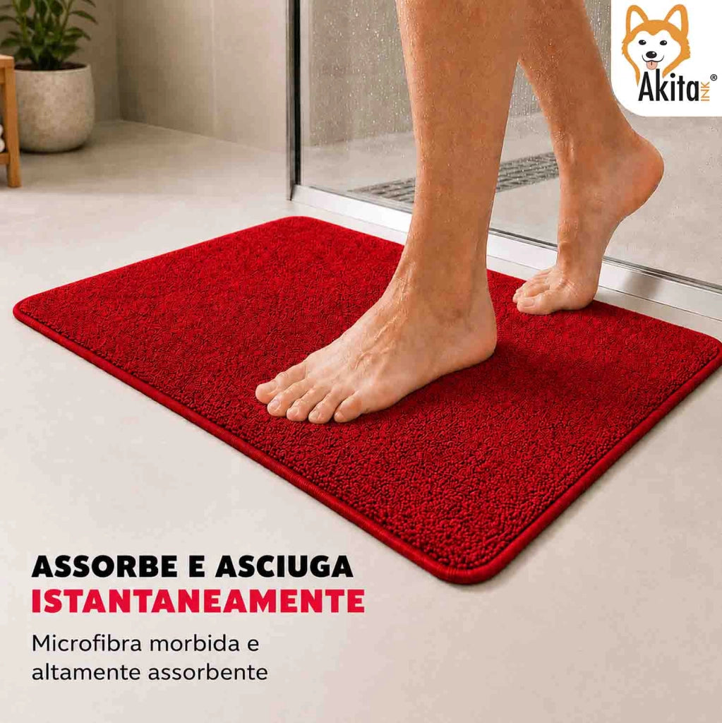 Akitaink Tappeto Multiuso in Microfibra 40x60 cm Rosso