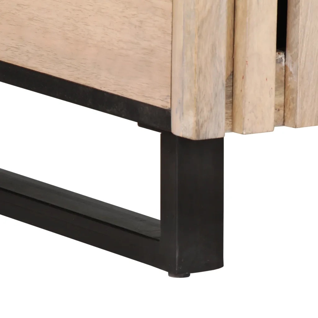 Tavolino da Salotto Bianco 80x51x40 cm Legno Massello di Mango 377464