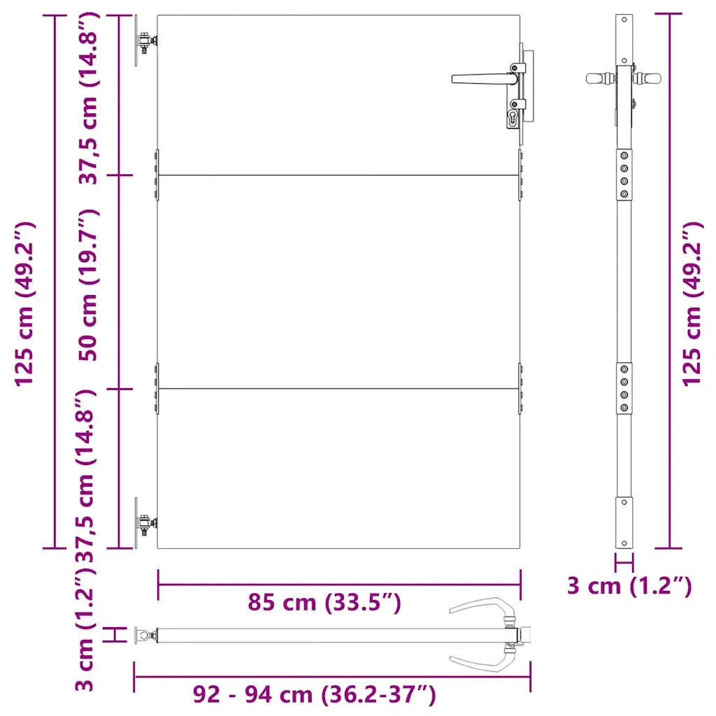 Cancello da giardino con blocco Nero 85 x 125 cm 42015880