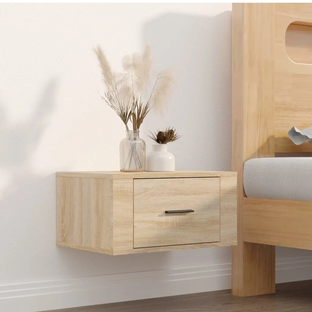 Set di 2 Comodini | Armadio da Notte | Mobiletto da notte a Muro Rovere Sonoma 50x36x25 cm