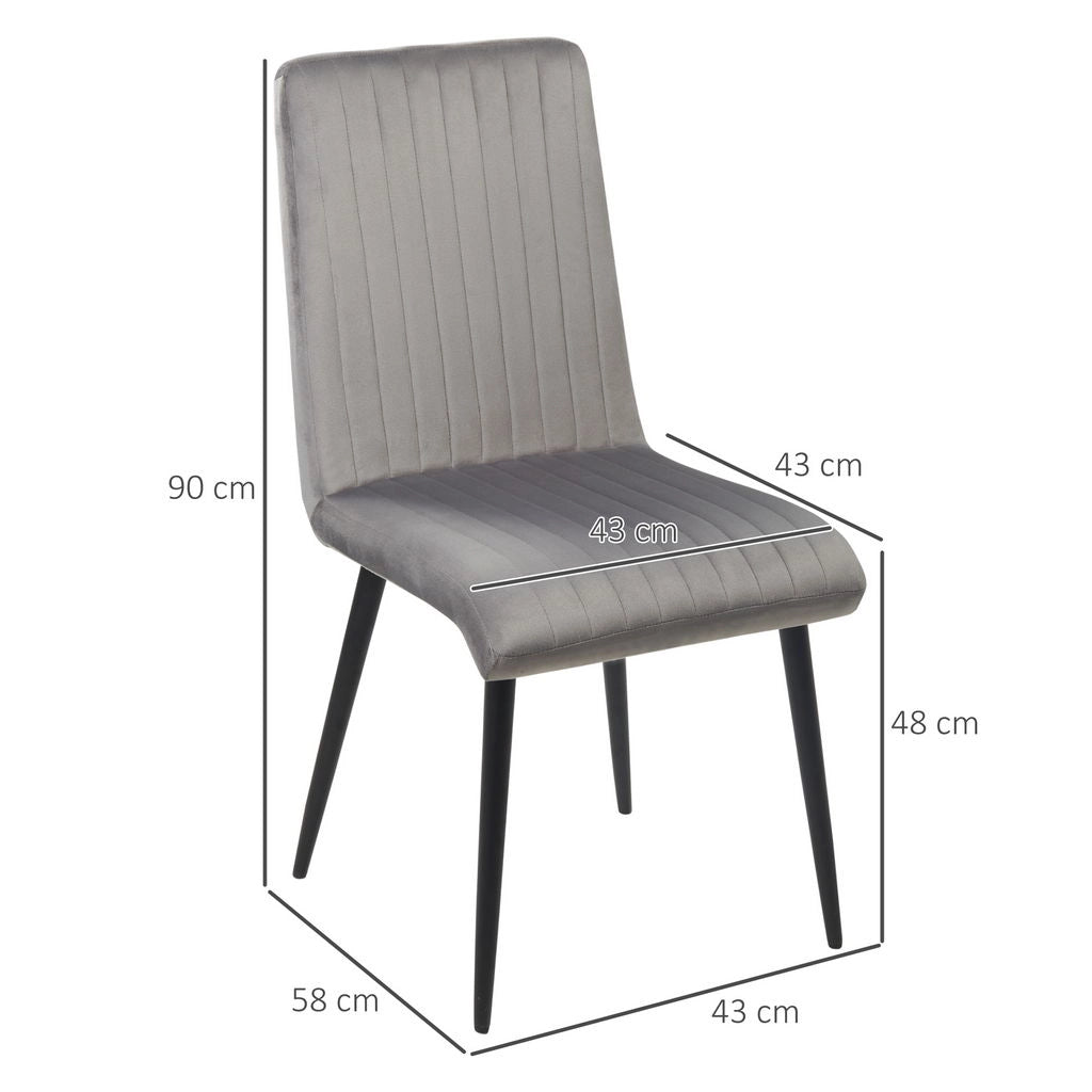 SET 2 SEDIE DA CUCINA IMBOTTITE CON GAMBE IN ACCIAIO 43X58X90 CM GRIGIO E NERO