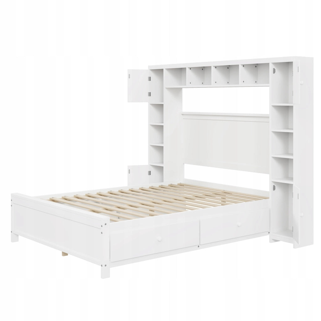 Letto 140x200 - Xylo - Bianco con cassetti e armadio
