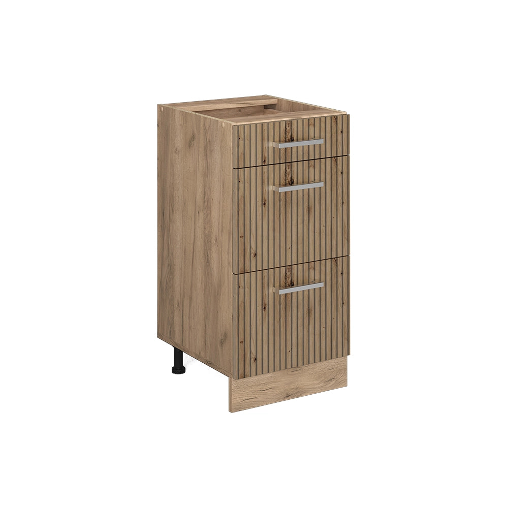 Vicco Mobiletto base per cucina Rovere artigianale 40 cm con cassetti, senza piano di lavoro