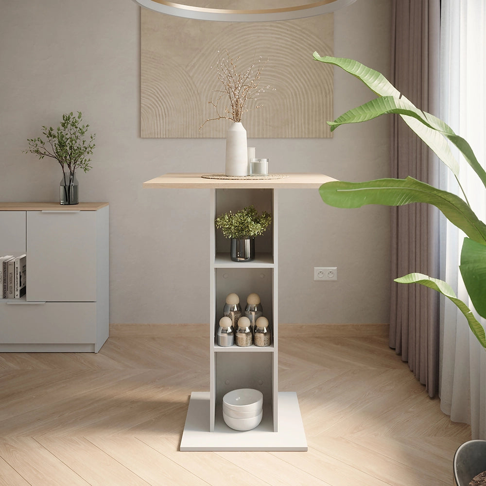 Vicco Tavolo da bar Bianco/Sonoma 75 x 75 cm