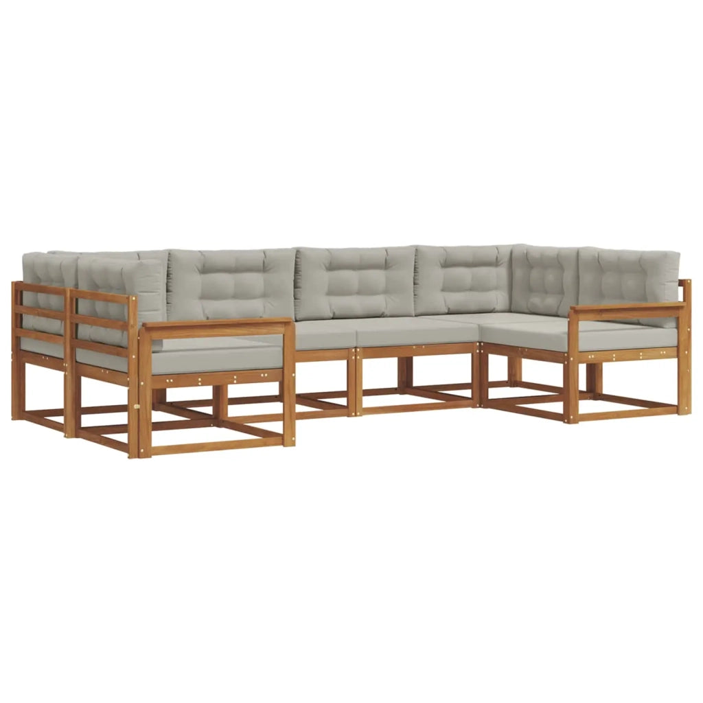 Set di divani da esterno 6 pcs Grigio Naturale e Chiaro