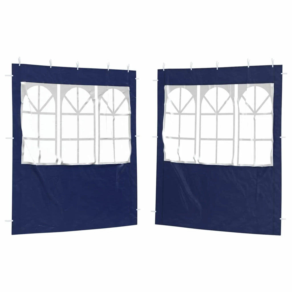 Parete per tenda da festa 2 pcs 200 x 195 cm Blu PE e Acciaio