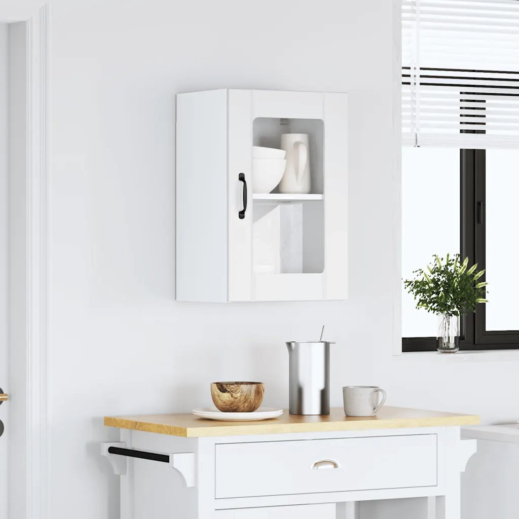 vidaXL Pensile da Cucina con Porta in Vetro Lucca Bianco