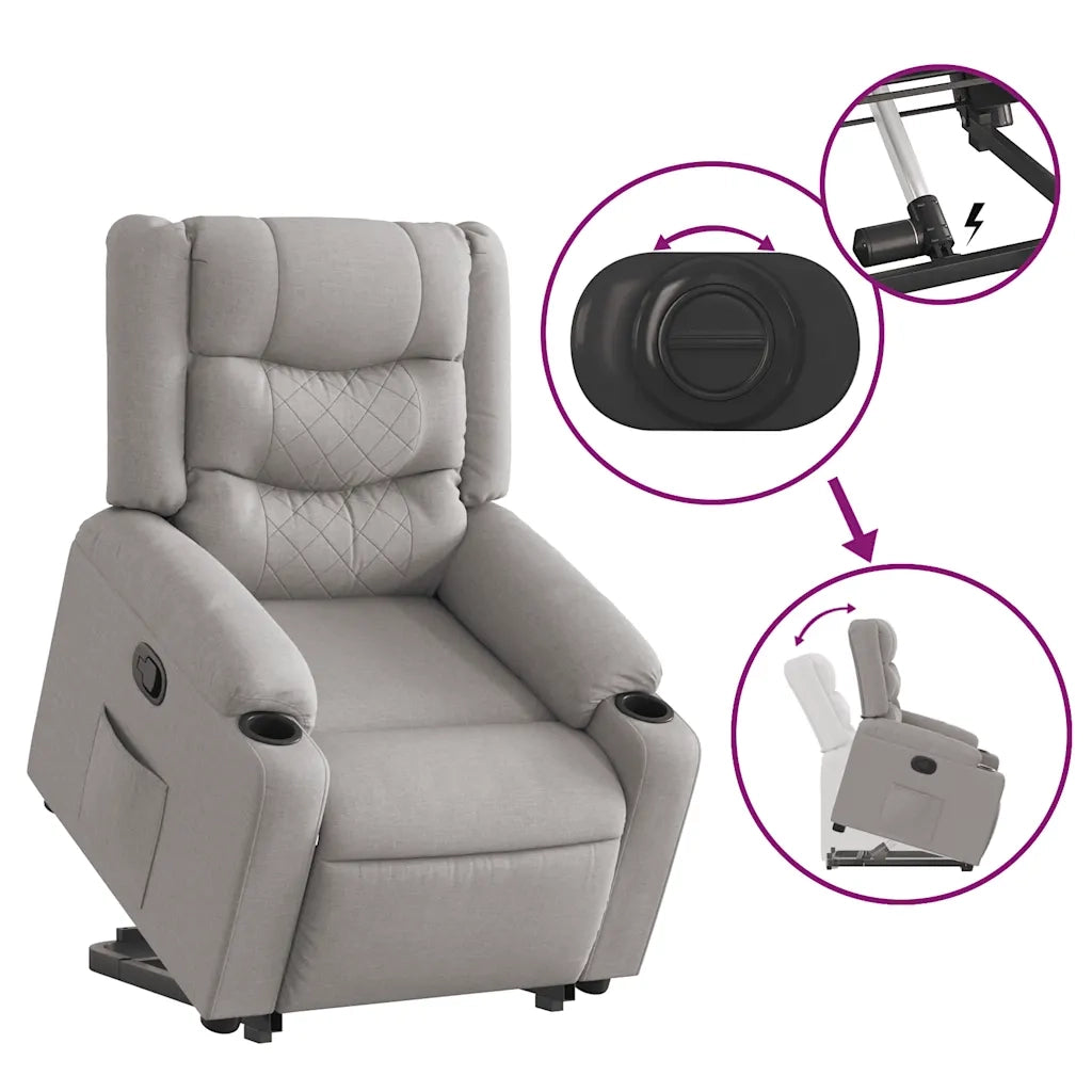 Poltrona Alzapersona Reclinabile Grigio Nuvola in Tessuto 3310267