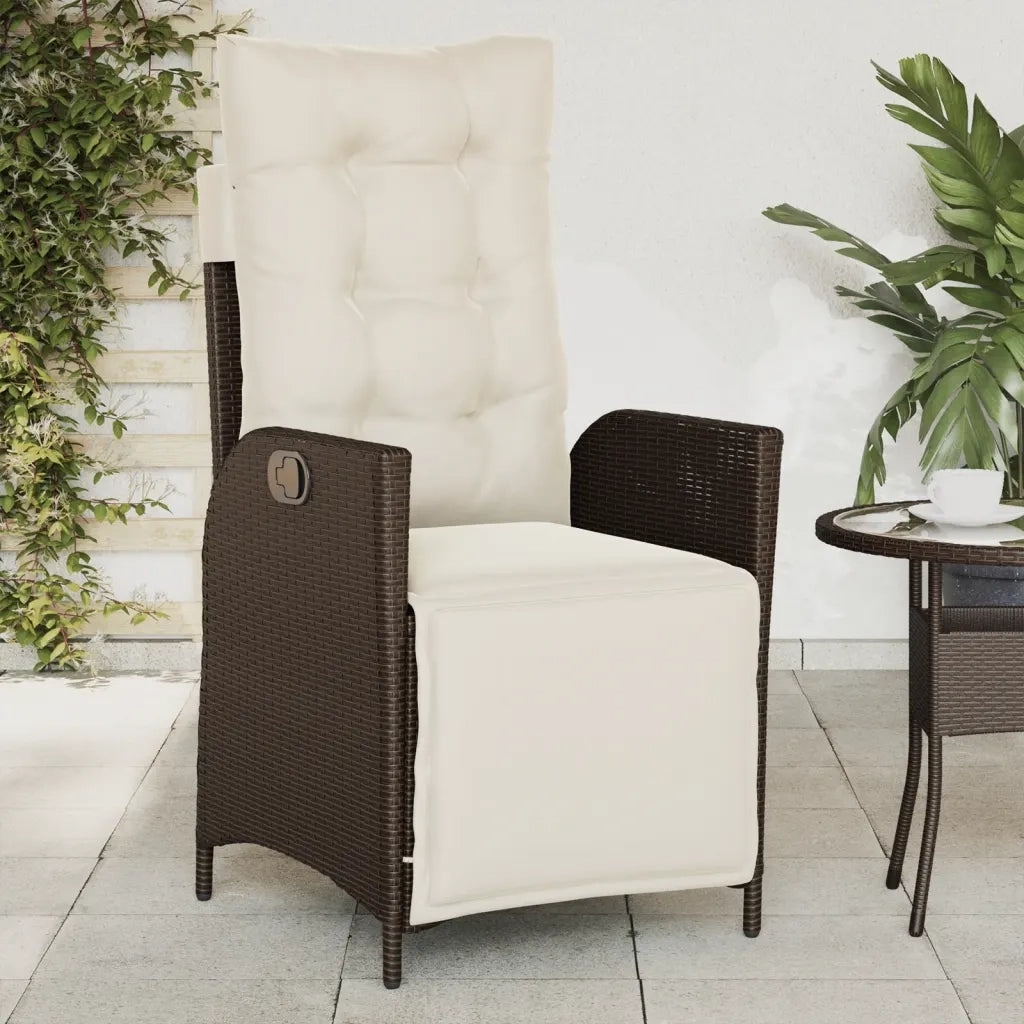Sedia Reclinabile Giardino | Sedie da Esterno con Poggiapiedi Marrone Polyrattan