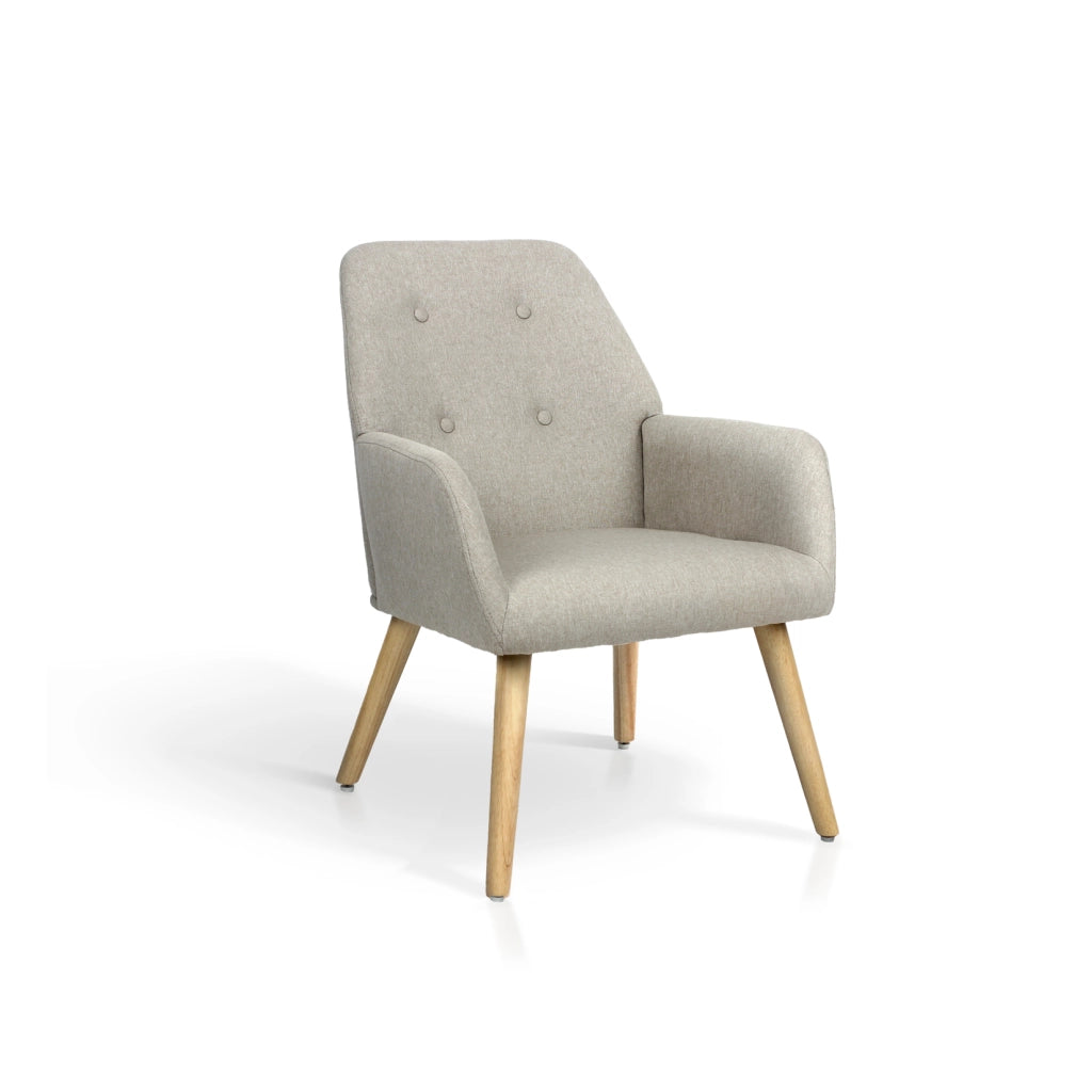 Poltrona Hispanohogar tessuto sabbia con gambe Hispanohogar legno 81x61x68