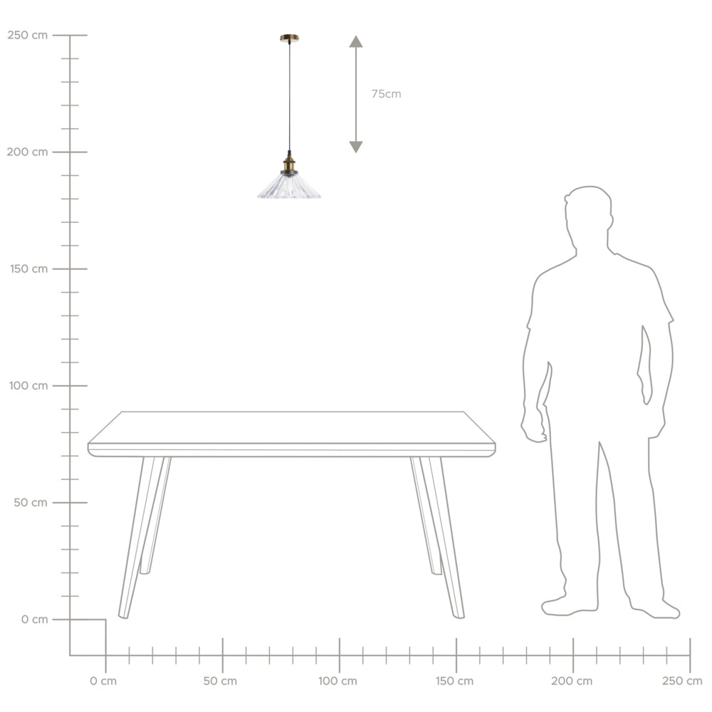 Lampada a Sospensione Vetro Trasparente Metallo Forma Rotonda 1 Luce Classica