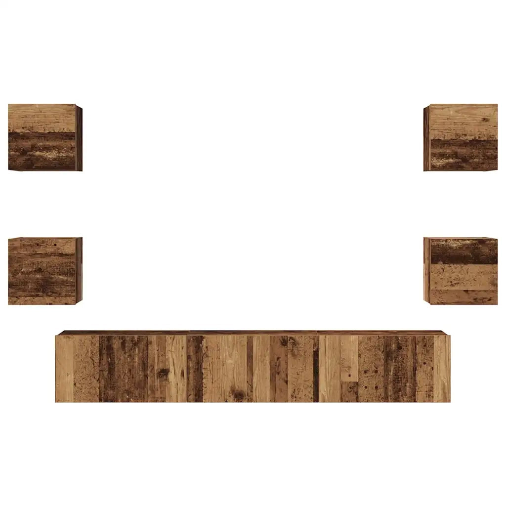 Set mobile TV 7 pz-Set di 7 Credenza per TV Legno vecchio Legno multistrato 353907