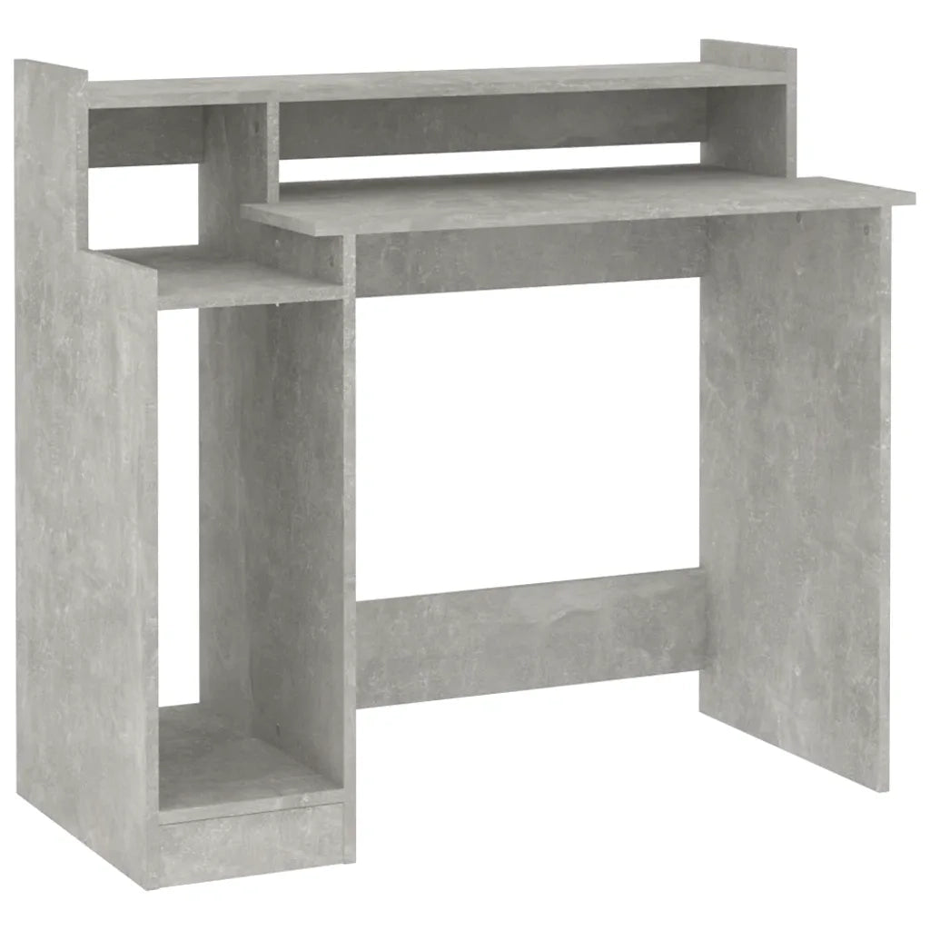 Scrivania | Tavolo da Ufficio con Luci LED Grigio Cemento 97x45x90cm in Multistrato