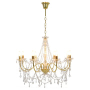 Lampadario con Perline Dorato 8 Lampadine E14 CFW3897379