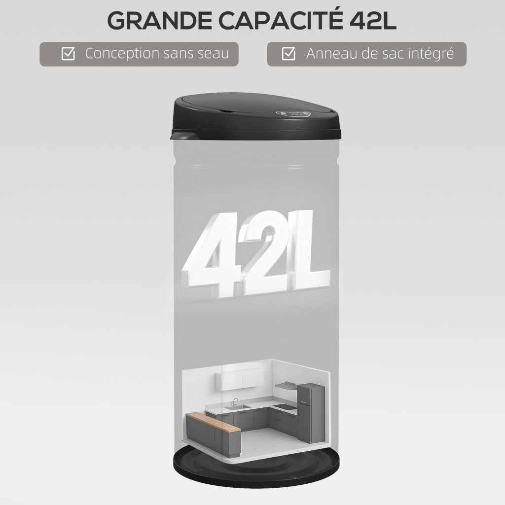 Bidone per cucina automatico 42L ¨C zephmum ¨C acciaio inox nero 30.5x30.5x68cm