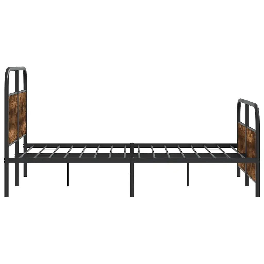 vidaXL Giroletto senza Materaso in Metallo Rovere Fumo 137x190 cm