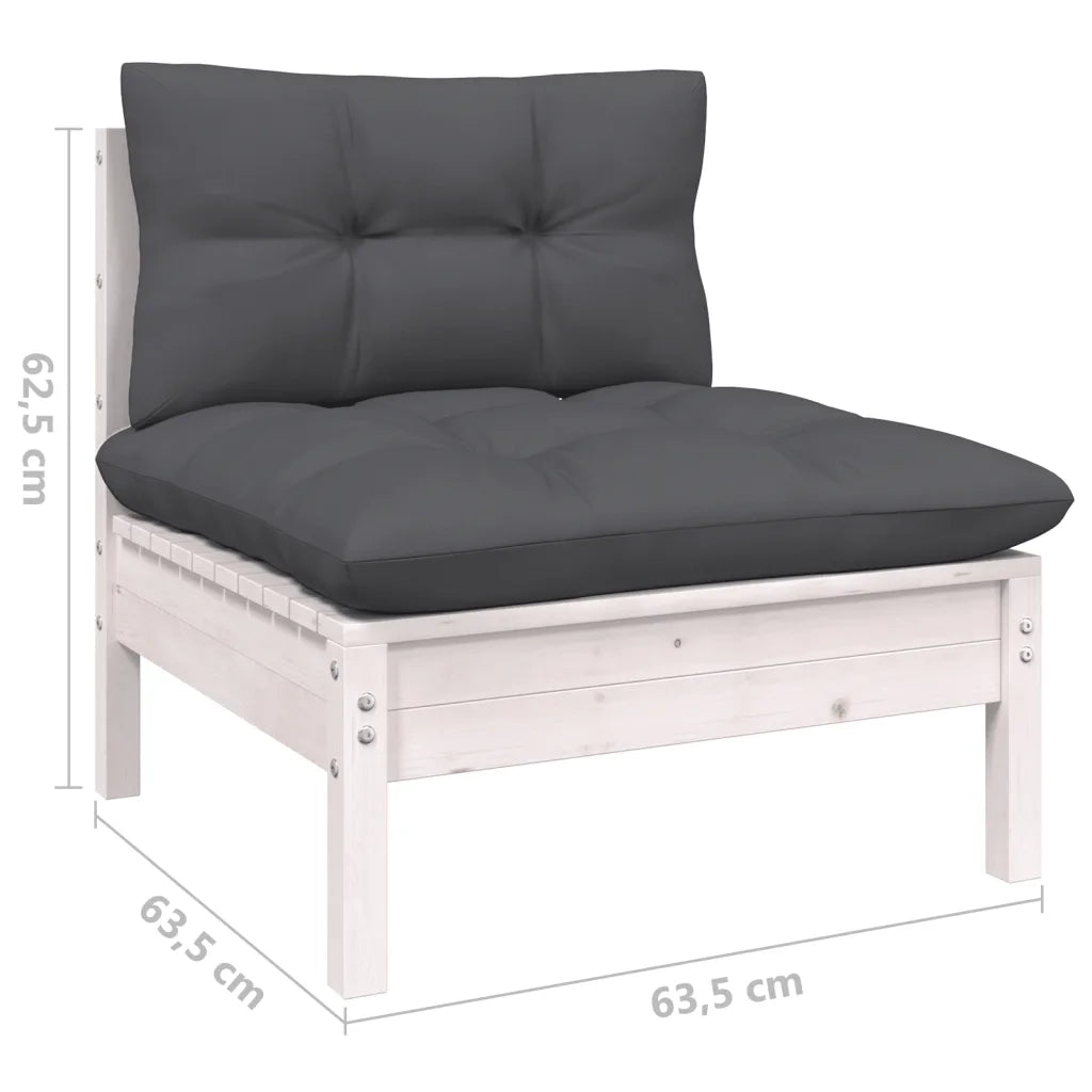 Set Divani da Giardino 9 pz con Cuscini Bianchi Legno di Pino cod mxl 44409