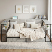Letto imbottito 140x200 con USB, Type-C, 2 cassetti e vani contenitivi