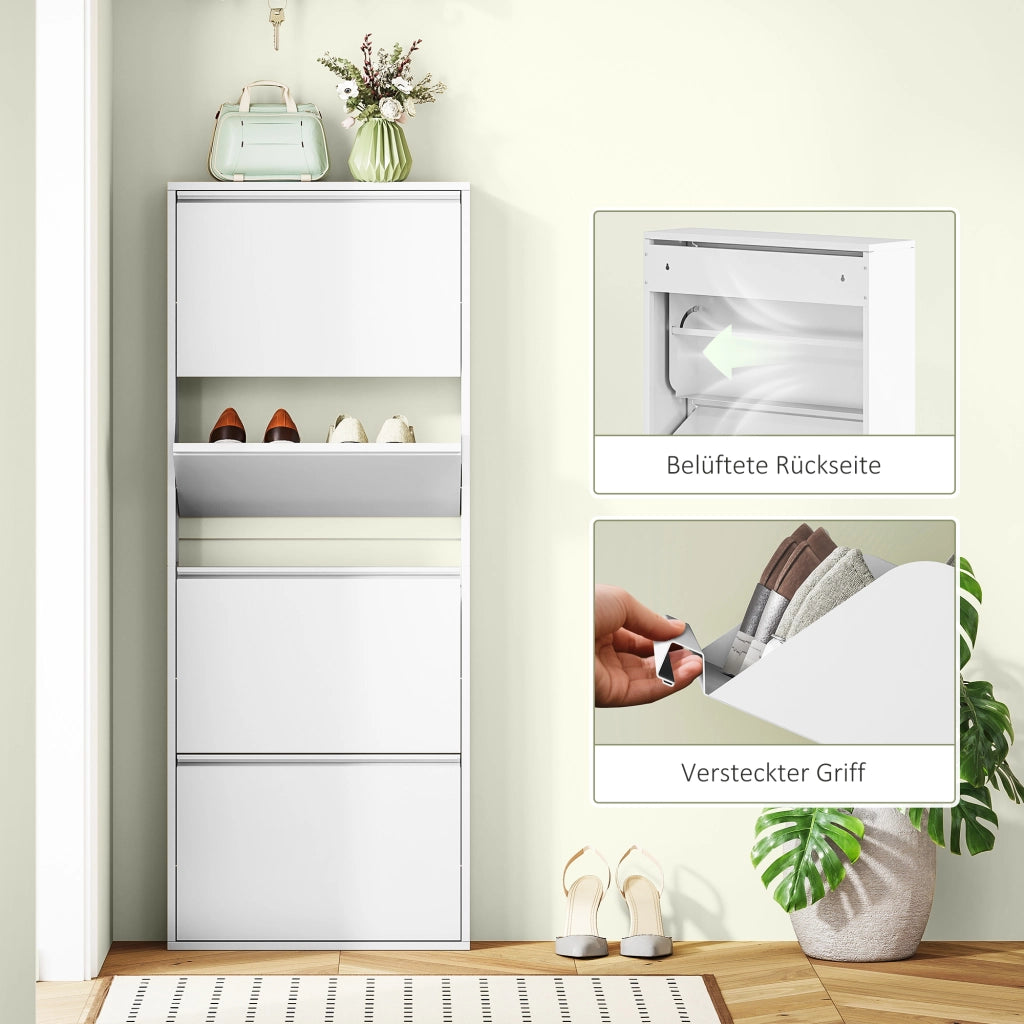 Scarpiera in metallo con 4 cassetti a ribalta ¨C Minimal ¨C Bianco 80x30x100