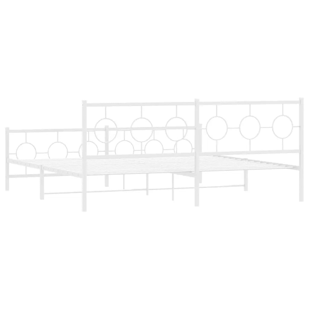 Giroletto con Testiera e Pediera-Struttura Letto Metallo Bianco 193x203 cm 281108