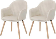 Set di 2 Sedie da Cucina - Pelle soffice con bracciali - Design ergonomico - Struttura in legno stabile - Per cucina, sala da pranzo o soggiorno - Cremewit - 50x42x81 cm