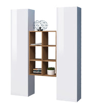 Parete Attrezzata Soggiorno 140x30x180 cm Maruska n°22 Bianco Lucido