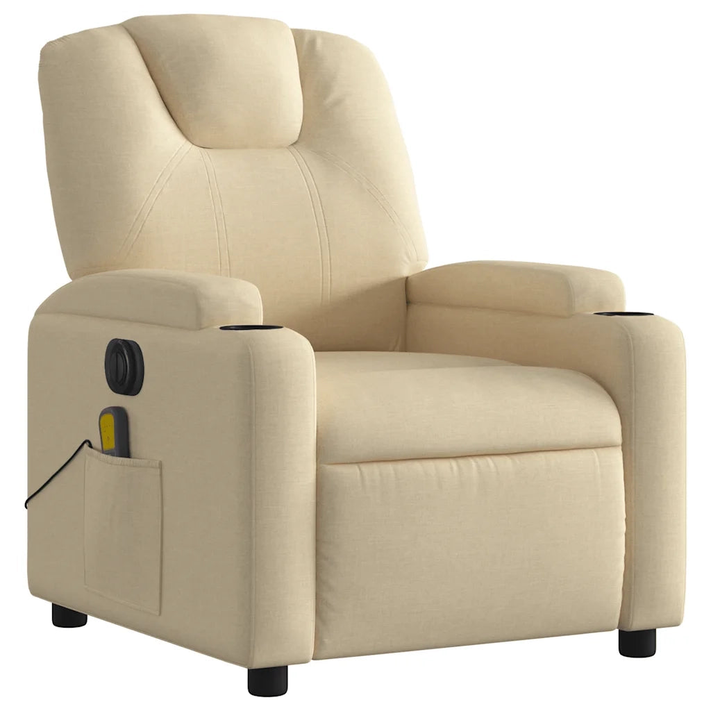 Poltrona Reclinabile Massaggiante Elettrica Crema in Tessuto 3204365