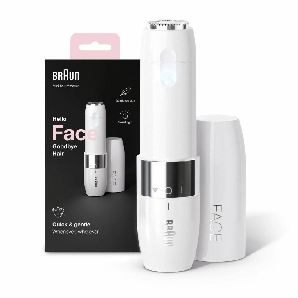 Braun Face FS1000 Mini Depilatore Donna, Depilazione Elettrica Viso, Facile E Veloce, Tocco Finale Per Baffetti, Mento E Guance, Per Un Make-up Più Semplice, Ideale In Viaggio, Con Luce Smartlight, Bianco
