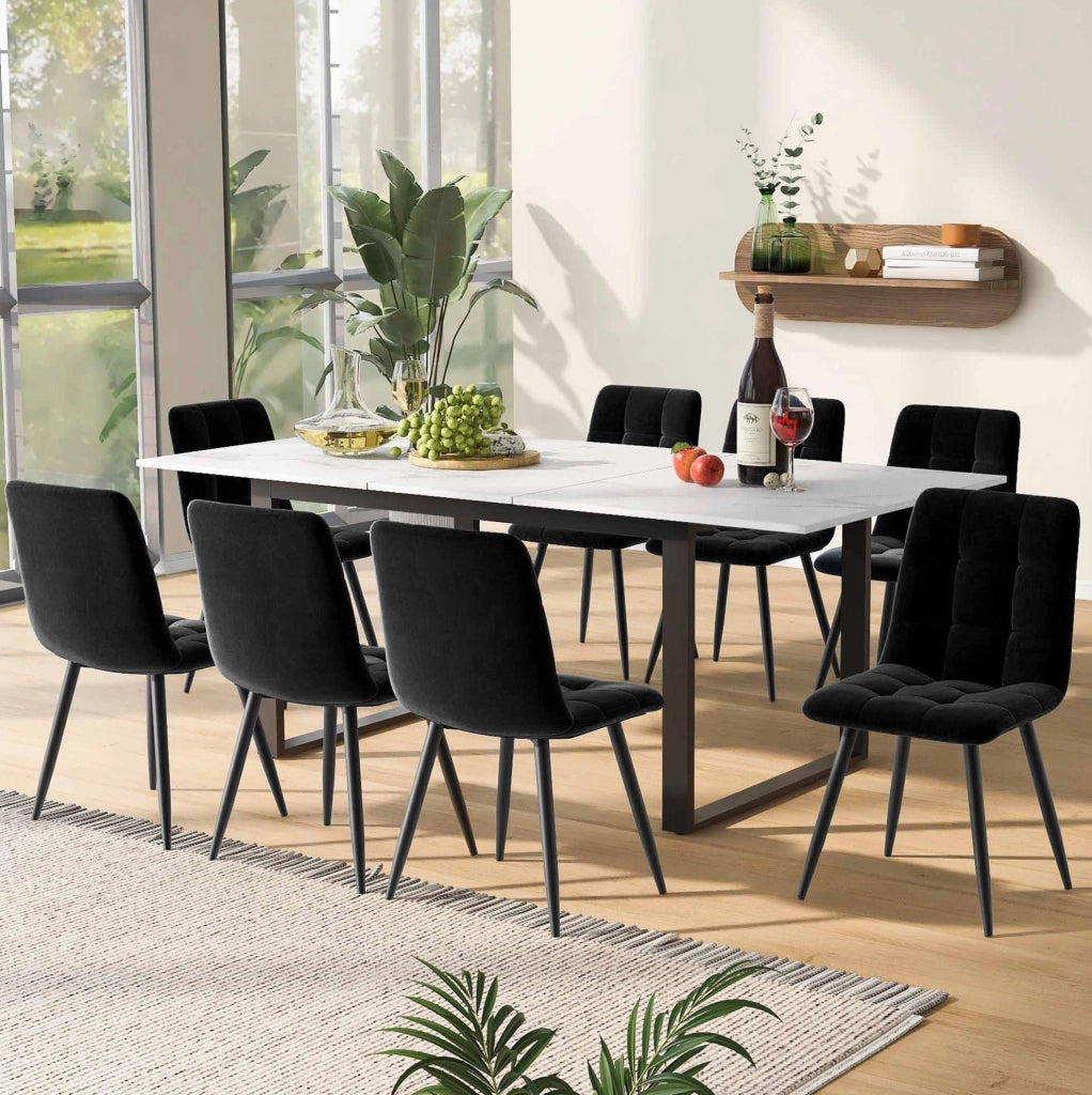 Tavolo da pranzo 180x80x75 cm allungabile con piano effetto marmo in MDF bianco