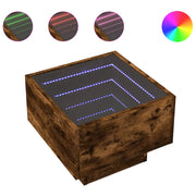 Comodino | Armadio da Notte | Mobiletto da notte con LED Infinity Rovere Fumo 40x40x30 cm