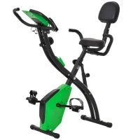 Cyclette Pieghevole 2 in 1, Resistenza Magnetica Regolabile 8 Livelli, Cyclette da Casa Silenziosa con Sensore di Frequenza Cardiaca, Elastici per Braccia, Schermo LCD, Volano 2.5kg, Verde