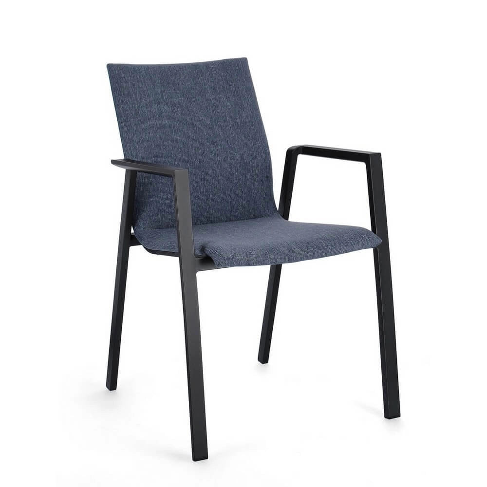 Set di 4 Sedia da Esterno con Braccioli in Alluminio e Tessuto - CLASSICAL