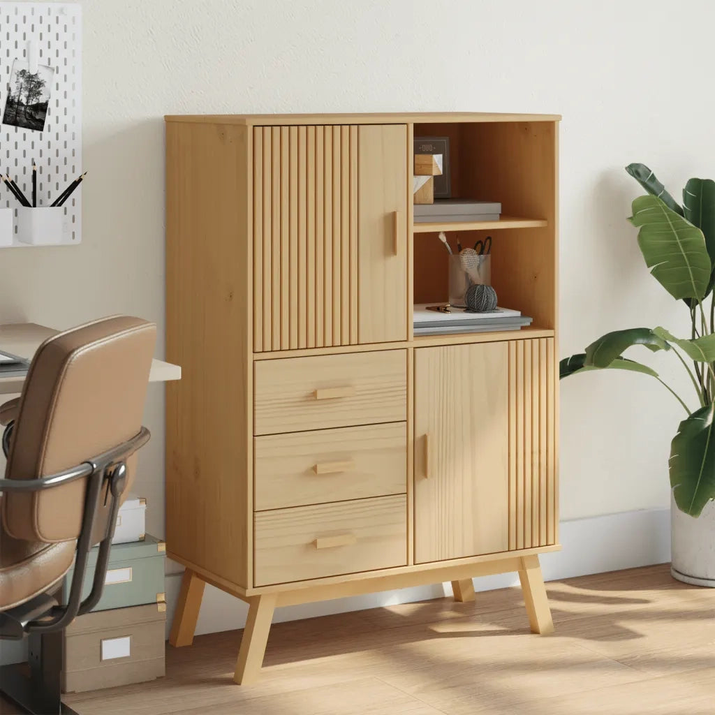 Credenza OLDEN Marrone 85x43x125 cm in Legno Massello di Pino 358615