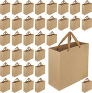 40 sacchetti di carta marroni con maniglioni per matrimonio, festa e shopping, 32 x 11,5 x 28 cm, materiale di imballaggio sostenibile e stile